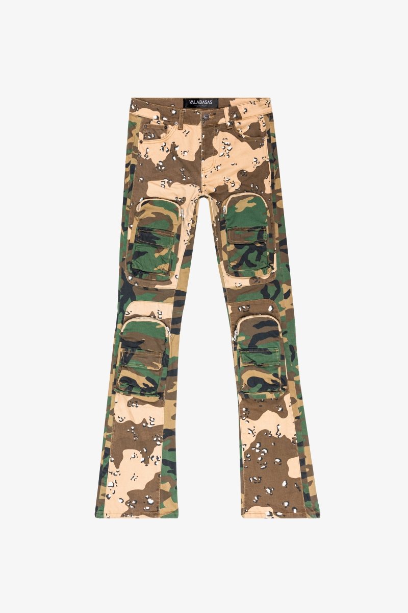 "DUAL SOLDIER" STACKED FLARE JEAN CAMO - Valabasas