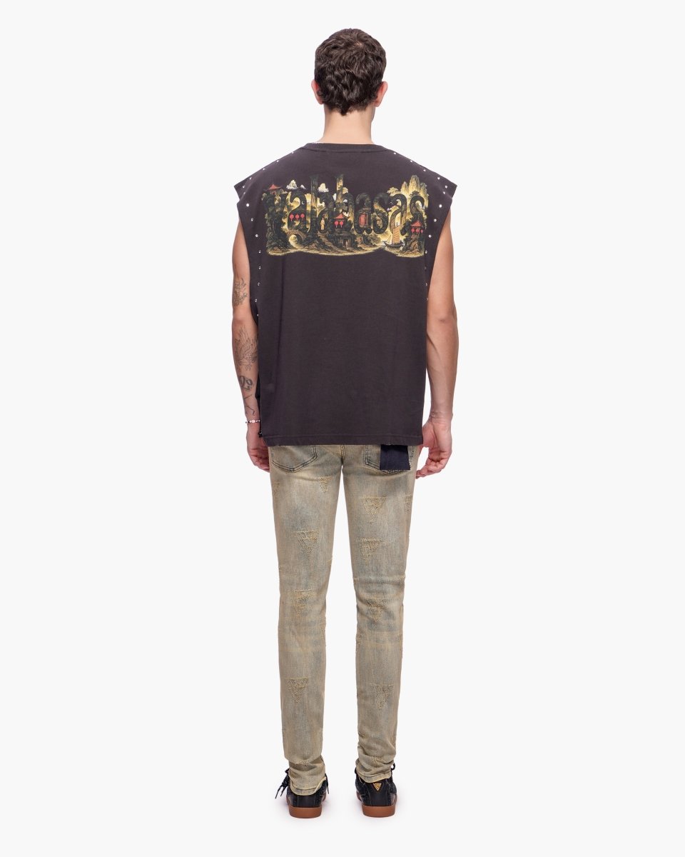 Ember Glyph Cut Off Tee Washed Black - Valabasas