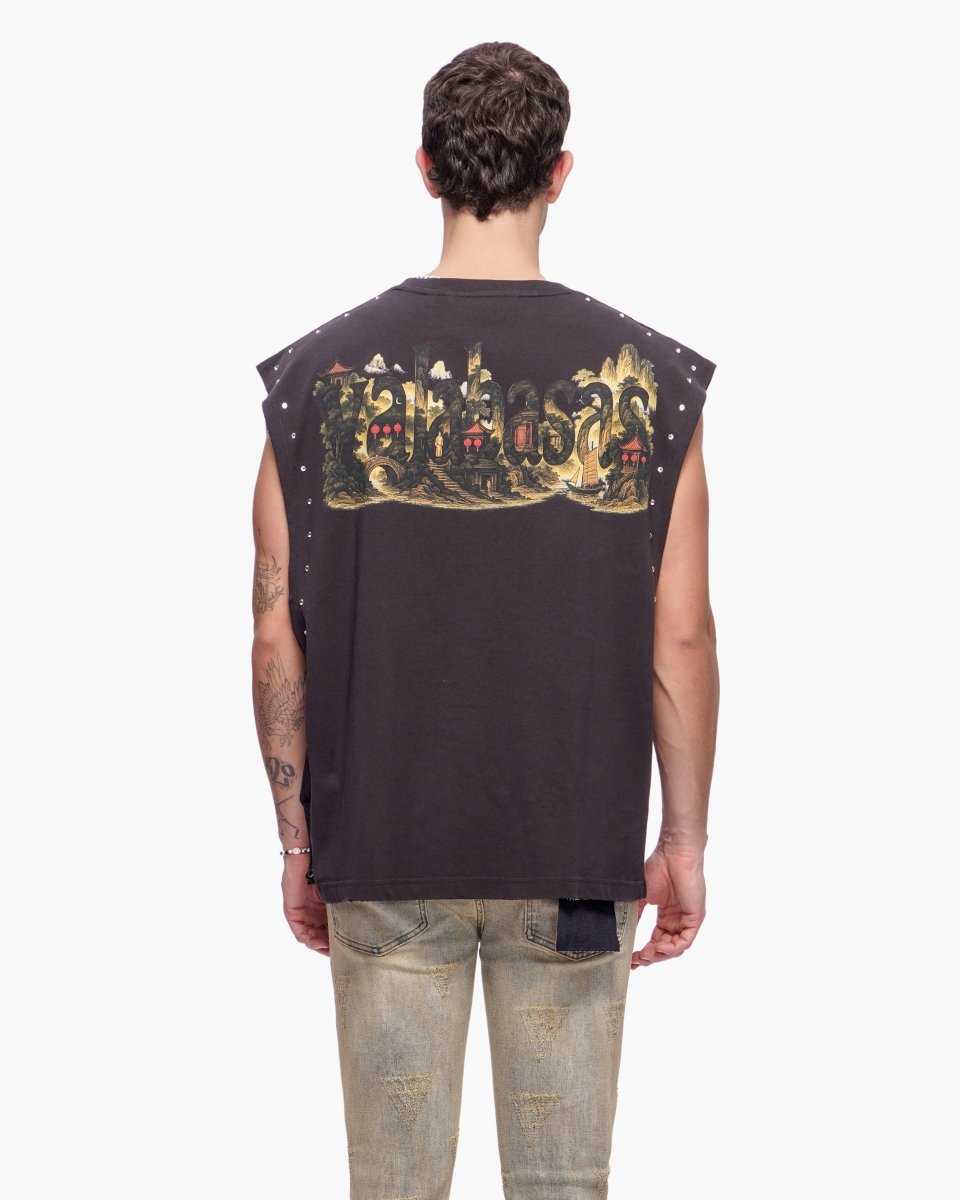 Ember Glyph Cut Off Tee Washed Black - Valabasas