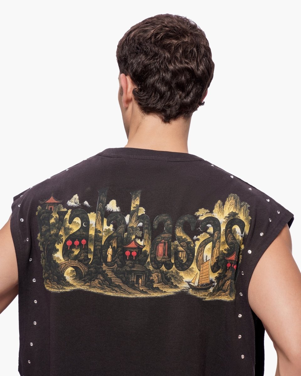 Ember Glyph Cut Off Tee Washed Black - Valabasas