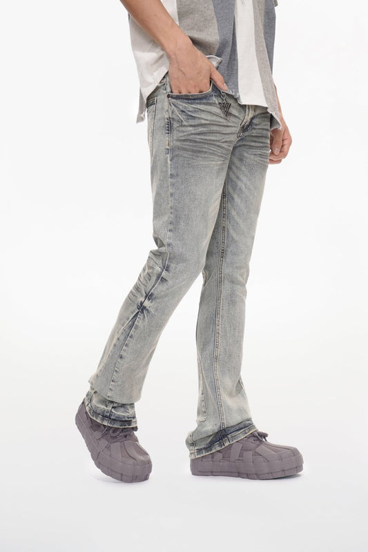 Fax Stacked Flare Jean Light Blue Washed - Valabasas