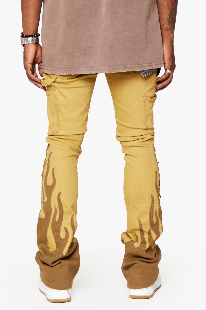 FLAME” STACKED FLARE JEAN KHAKI BLUE – Valabasas