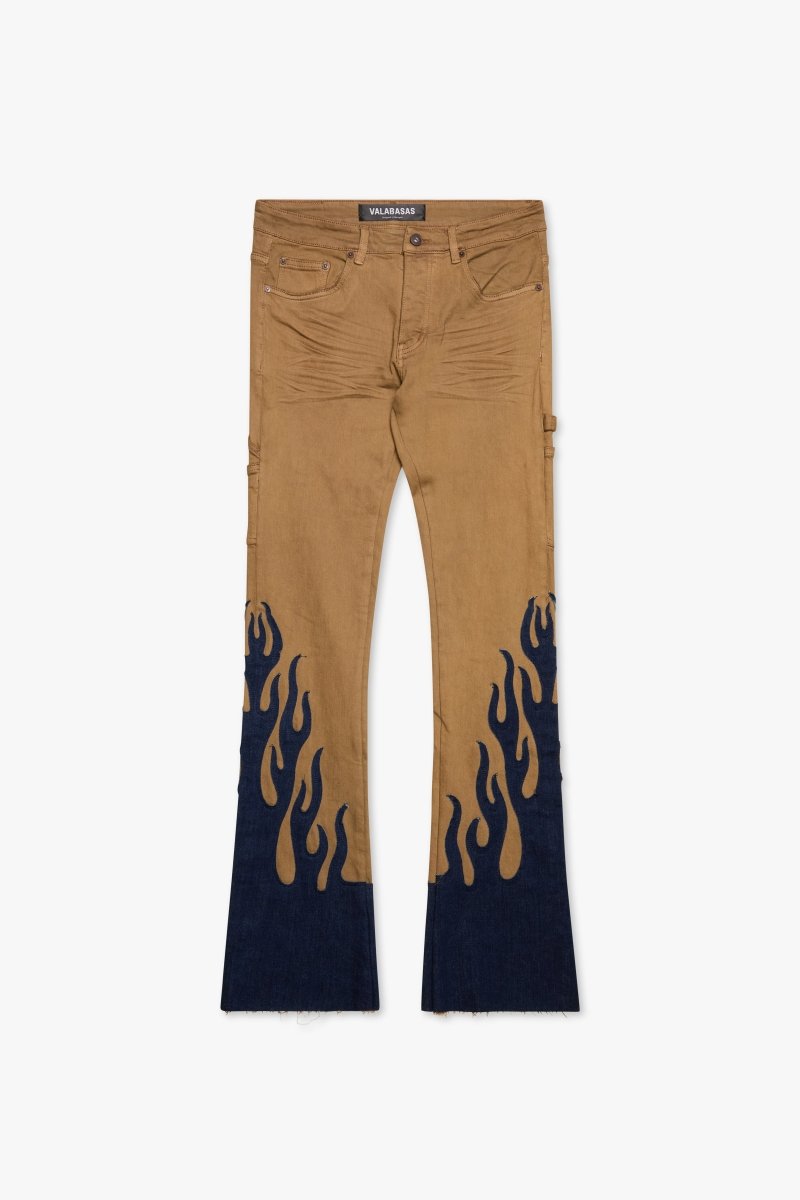 "FLARE" STACKED FLARE JEAN BROWN BLACK - Valabasas