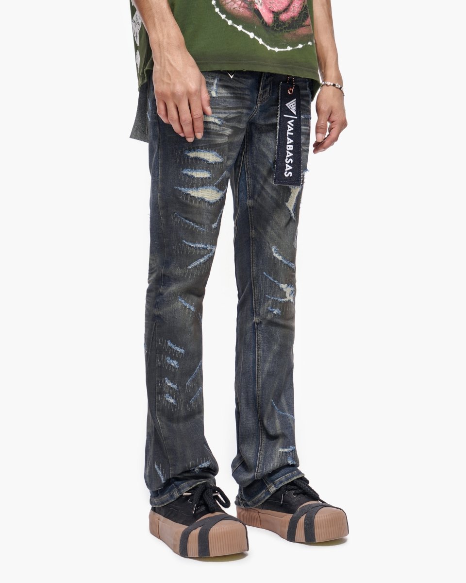 Fugitive Stacked Dirty Blue Jeans - Valabasas
