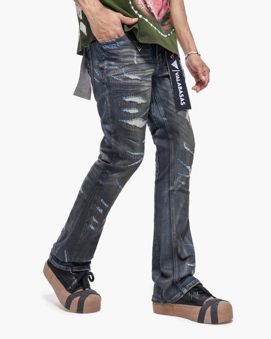 Fugitive Stacked Dirty Blue Jeans - Valabasas