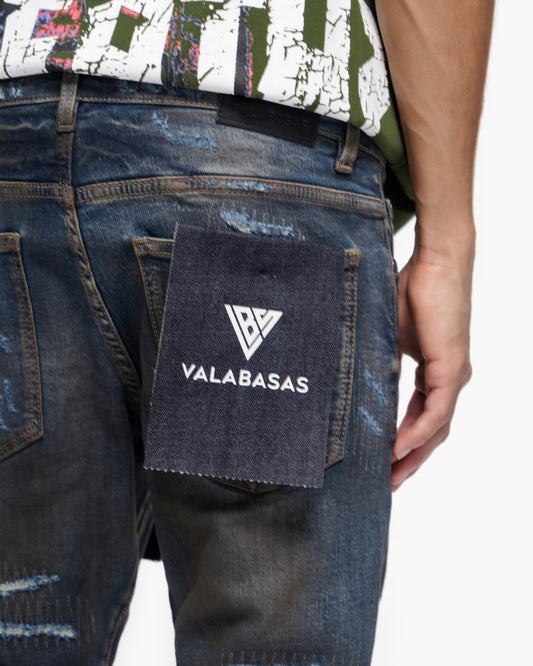 Fugitive Stacked Dirty Blue Jeans - Valabasas