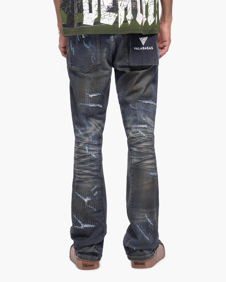 Fugitive Stacked Dirty Blue Jeans - Valabasas