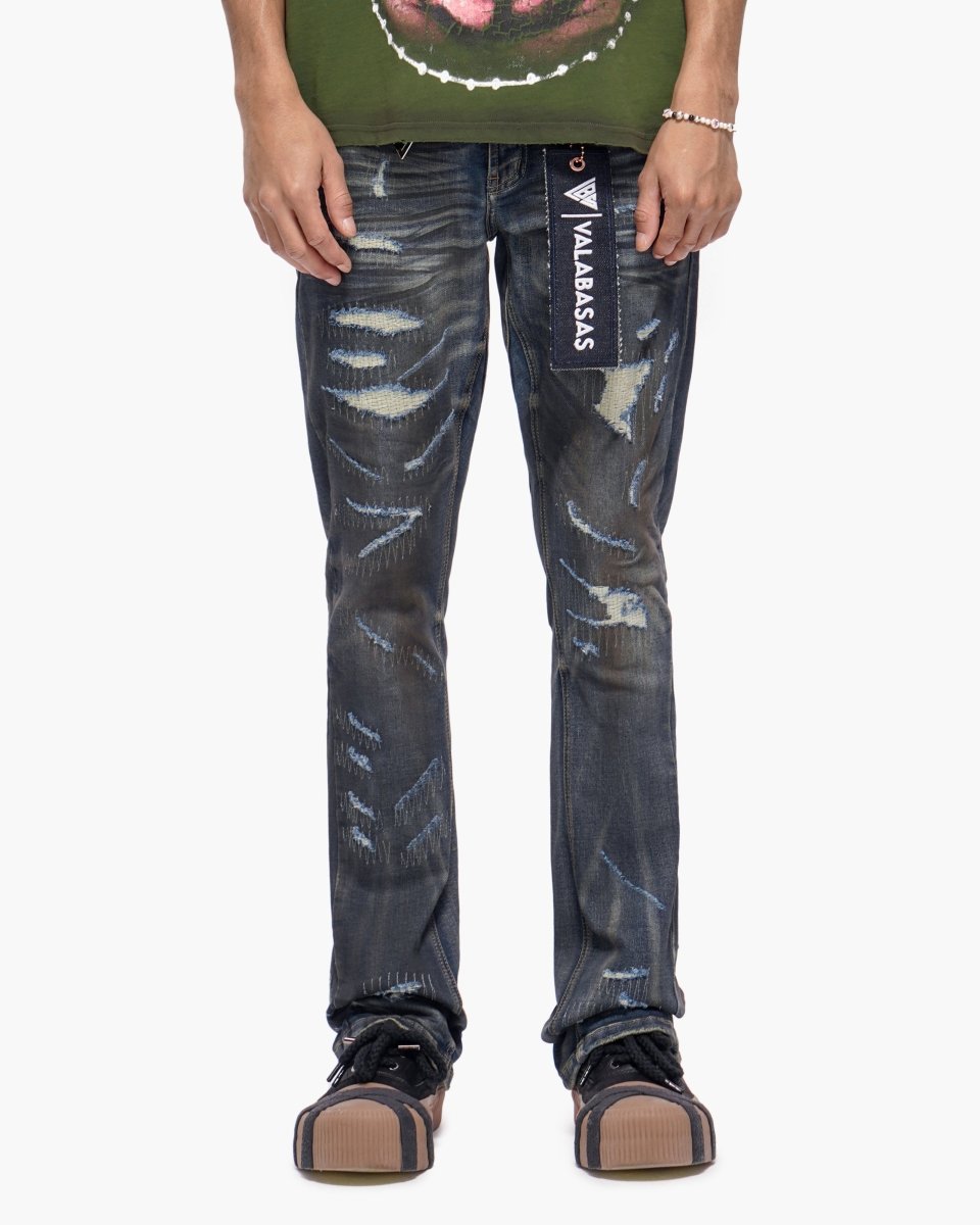 Fugitive Stacked Dirty Blue Jeans - Valabasas