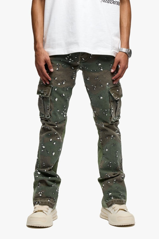 Geno Stacked Flare Jean Db Green - Valabasas