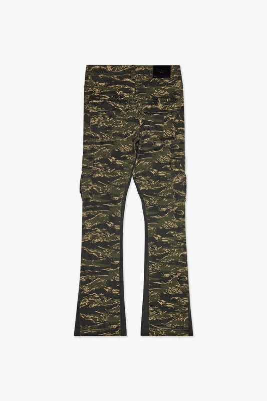 Geno Stacked Flare Jean Tac Green - Valabasas