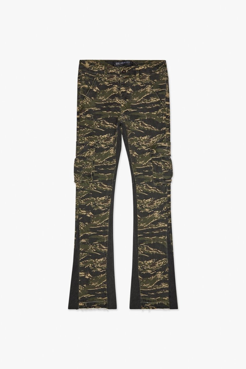 Geno Stacked Flare Jean Tac Green - Valabasas