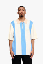 Getaway Woven Collar Half Zip Shirt Blue