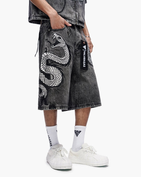 Glacier Coil Baggy Jorts Grey Wash - Valabasas