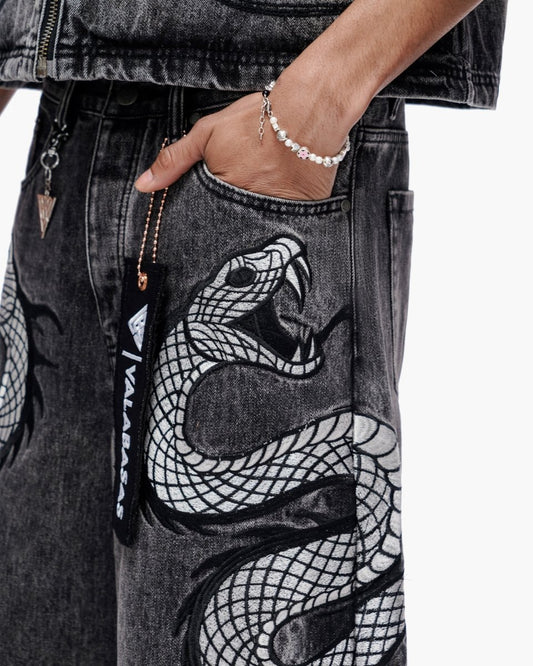 Glacier Coil Baggy Jorts Grey Wash - Valabasas