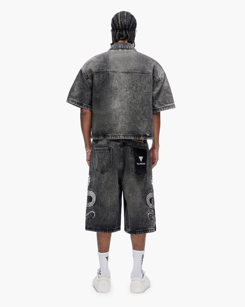 Glacier Coil Baggy Jorts Grey Wash - Valabasas