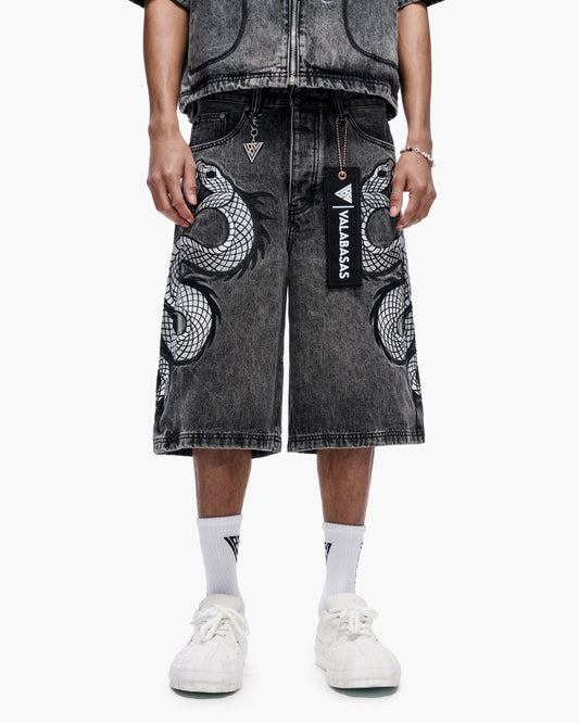 Glacier Coil Baggy Jorts Grey Wash - Valabasas