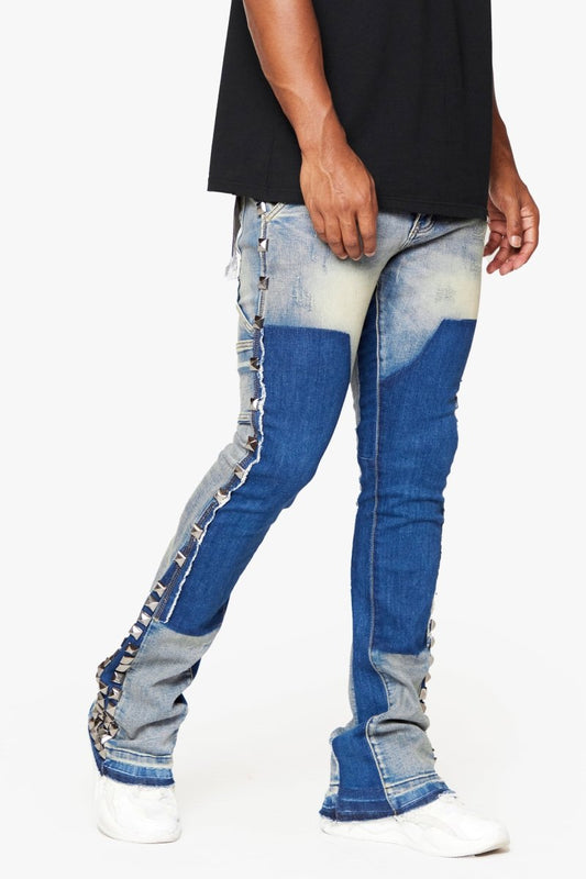"GLAZ" STACKED FLARE JEAN BLUE BIANCA - Valabasas