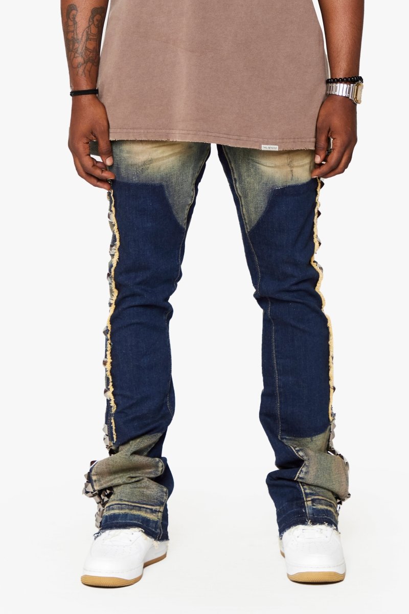 "GLAZ" LT BLUE WASH STACKED FLARE JEAN
