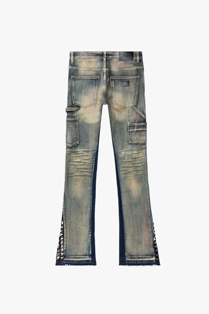 "GLAZ" LT BLUE WASH STACKED FLARE JEAN