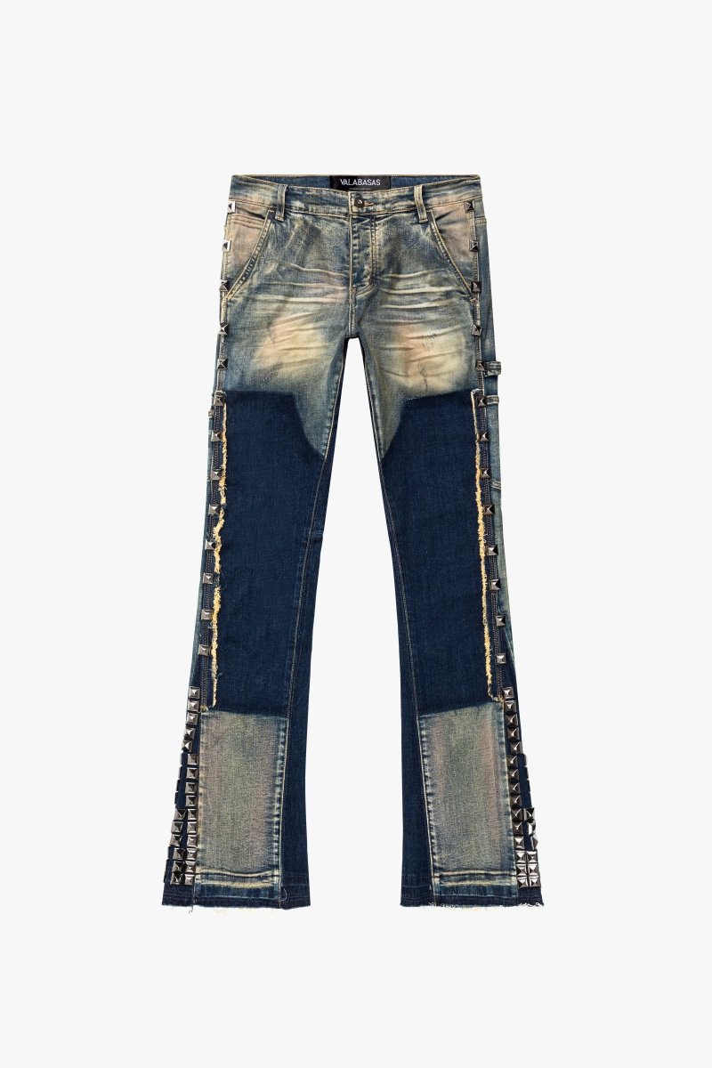 "GLAZ" STACKED FLARE JEAN LT BLUE WASH - Valabasas