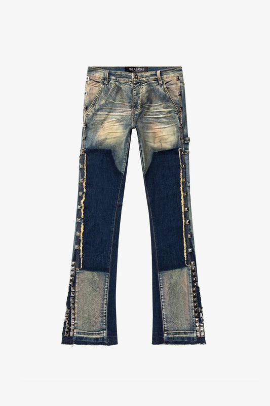 "GLAZ" STACKED FLARE JEAN LT BLUE WASH - Valabasas