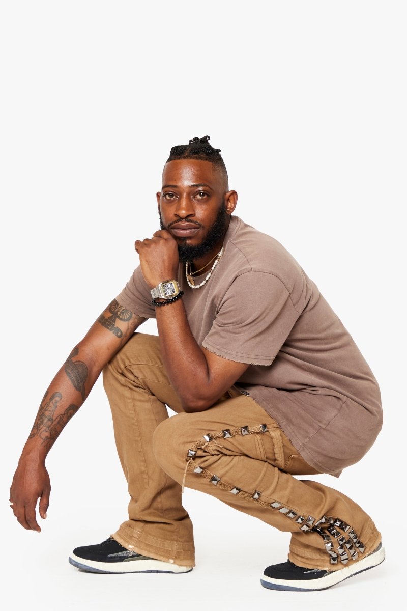 "GLAZ" STACKED FLARE JEAN SAND DRIFT - Valabasas