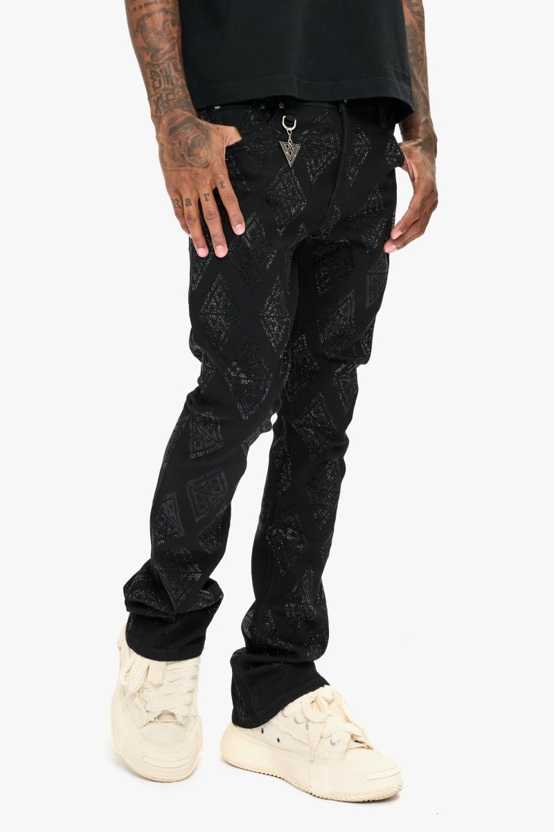 Glim Stacked Flare Jeans Black - Valabasas
