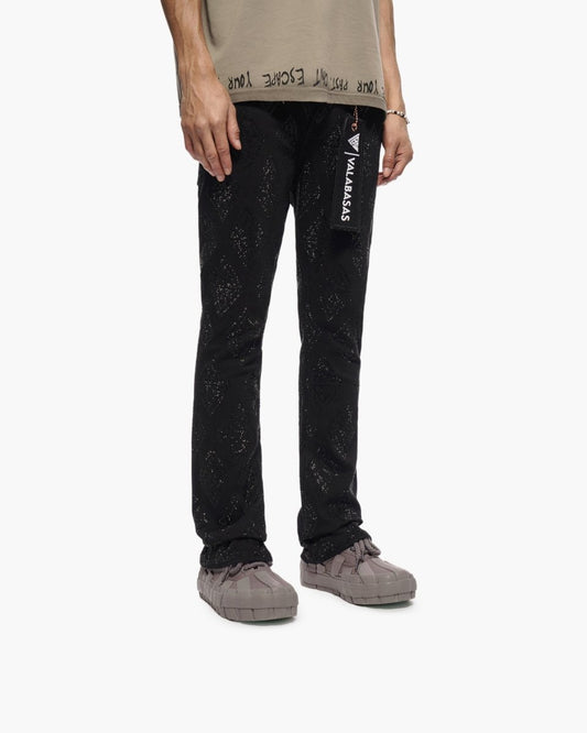 Glim Stacked Flare Jeans Black - Valabasas