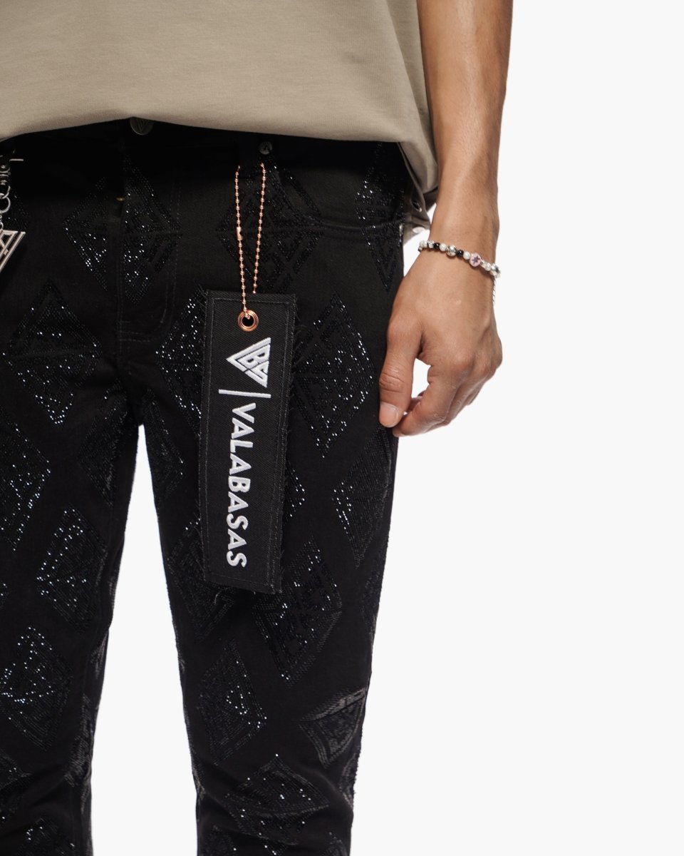 Glim Stacked Flare Jeans Black - Valabasas