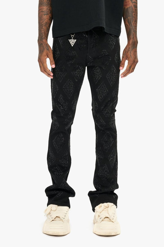 Glim Stacked Flare Jeans Black - Valabasas
