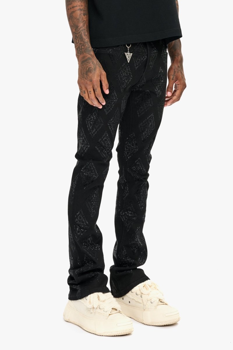 Glim Stacked Flare Jeans Black - Valabasas