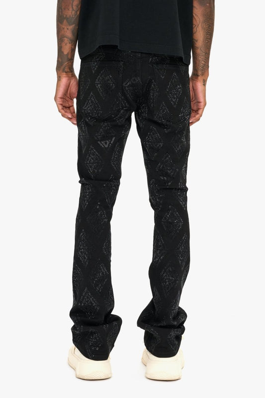 Glim Stacked Flare Jeans Black - Valabasas