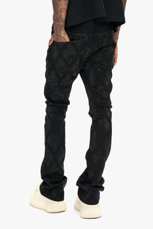 Glim Stacked Flare Jeans Black - Valabasas