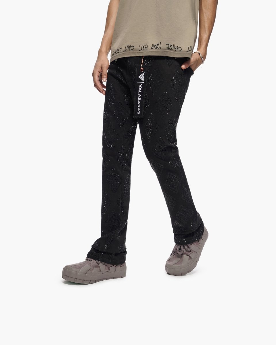 Glim Stacked Flare Jeans Black - Valabasas