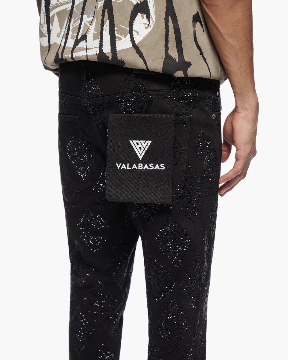 Glim Stacked Flare Jeans Black - Valabasas