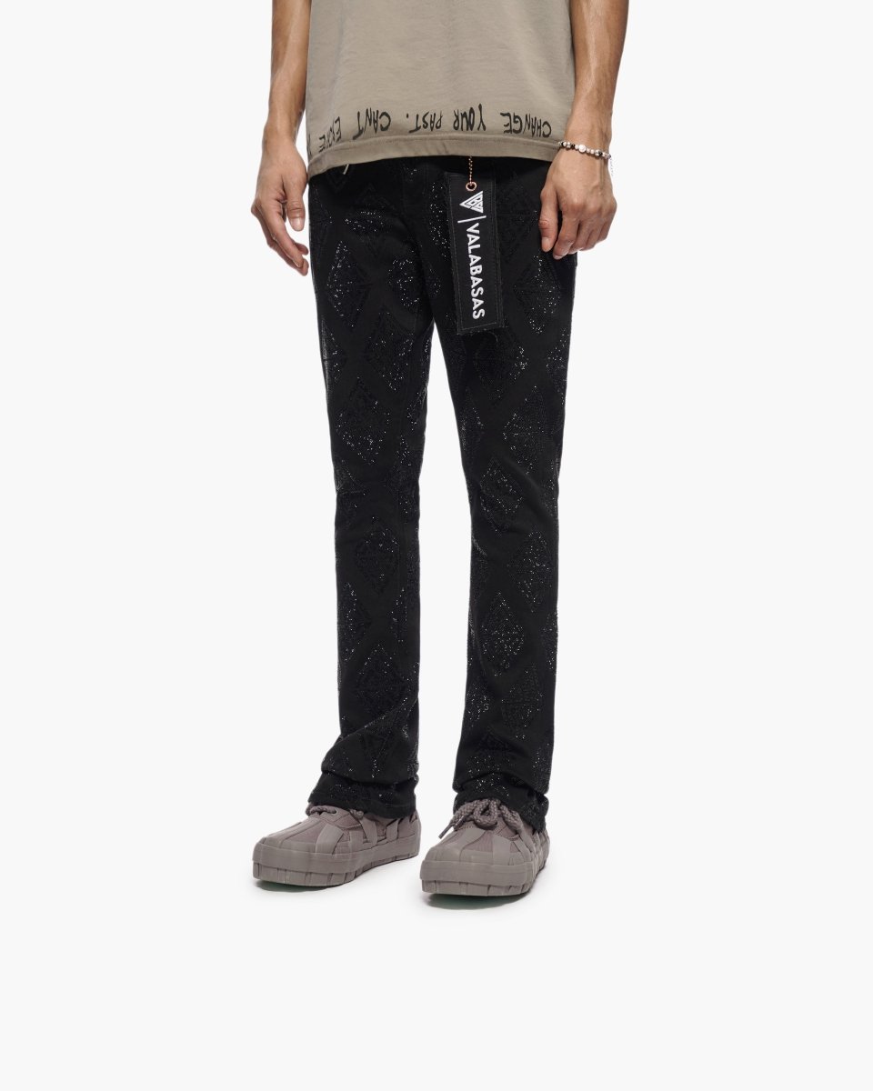 Glim Stacked Flare Jeans Black - Valabasas