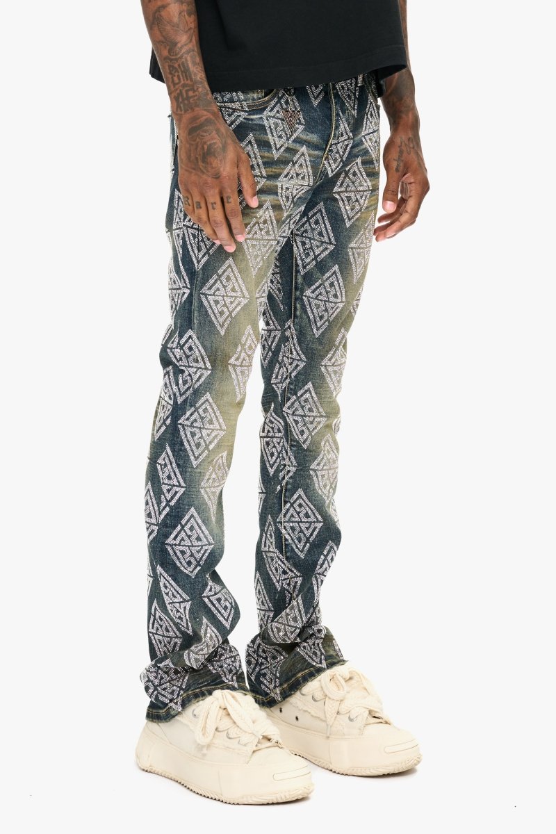 Glim Stacked Flare Jeans Dark Blue Wash