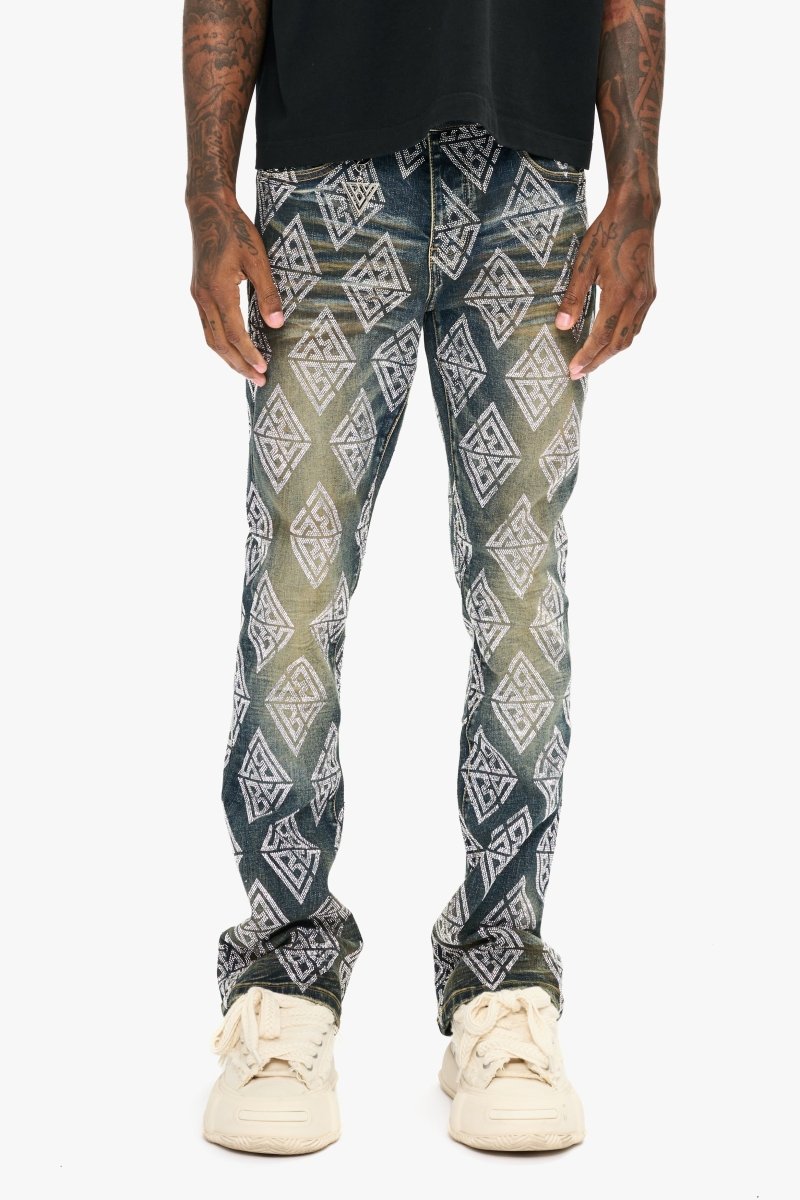 Glim Stacked Flare Jeans Dark Blue Wash - Valabasas