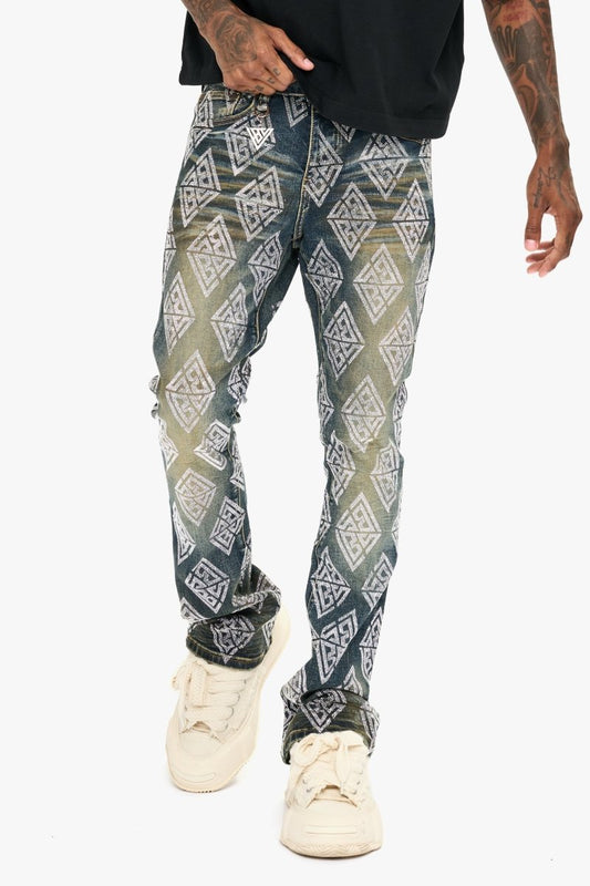 Glim Stacked Flare Jeans Dark Blue Wash - Valabasas