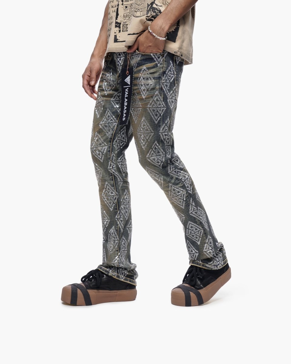 Glim Stacked Flare Jeans Dark Blue Wash - Valabasas