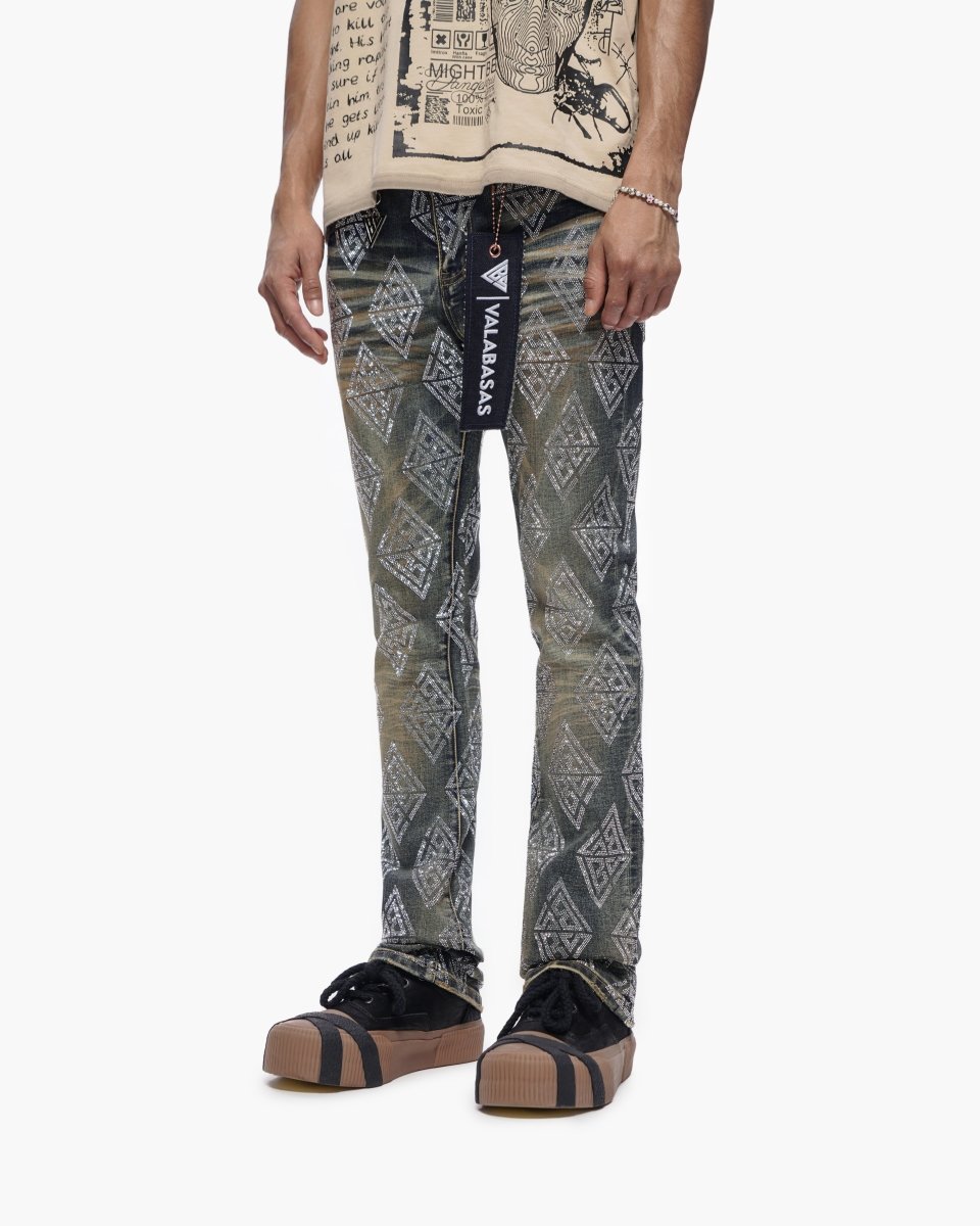 Glim Stacked Flare Jeans Dark Blue Wash - Valabasas