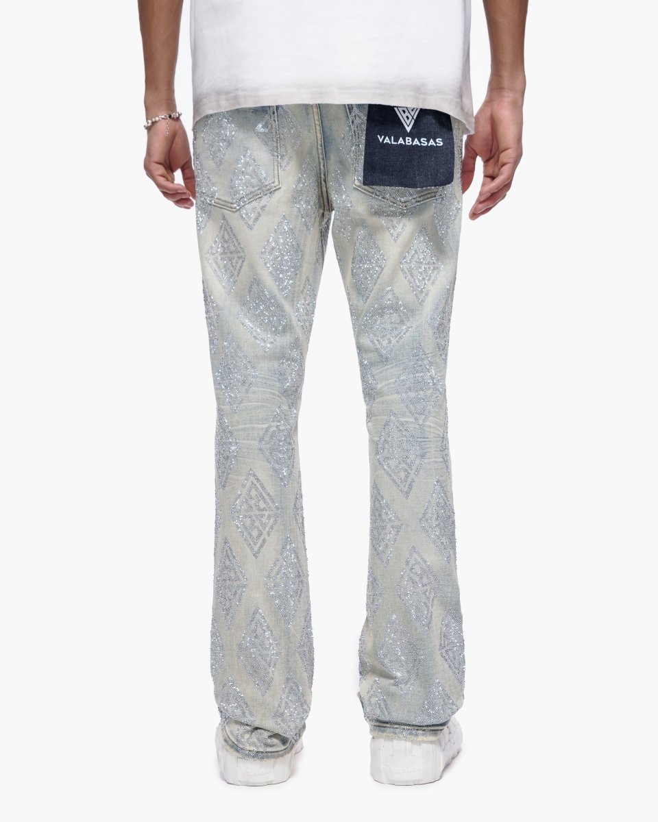 VALABASAS ブーツカットデニム ライトブルー Glim Stacked Flare Jeans Light Blue Wash – Valabasas