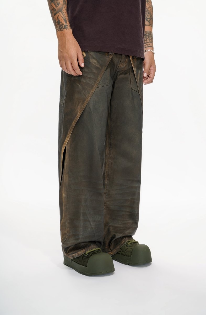 Gozai Vintage Brown Waxed Baggy - Valabasas