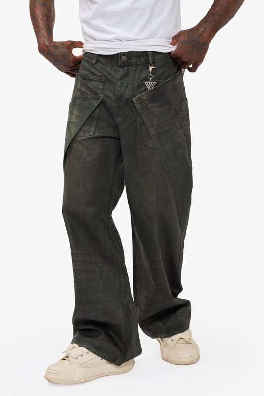 Gozai Vintage Olive Waxed Baggy - Valabasas