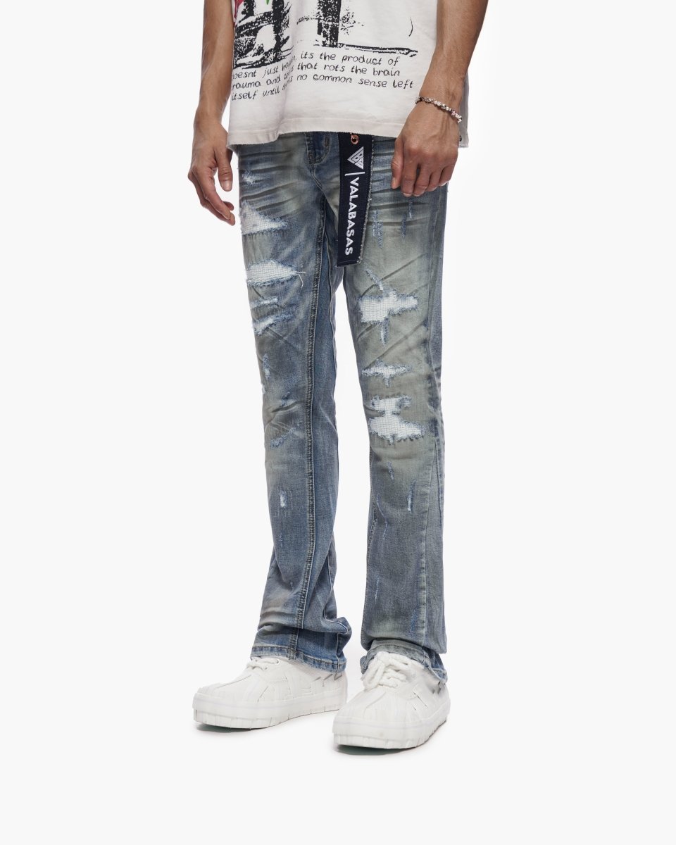 Graft Stacked Dirty Blue Jeans - Valabasas