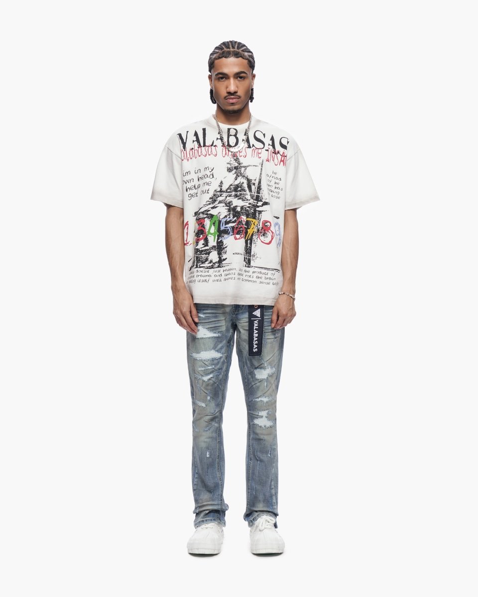 Graft Stacked Dirty Blue Jeans - Valabasas