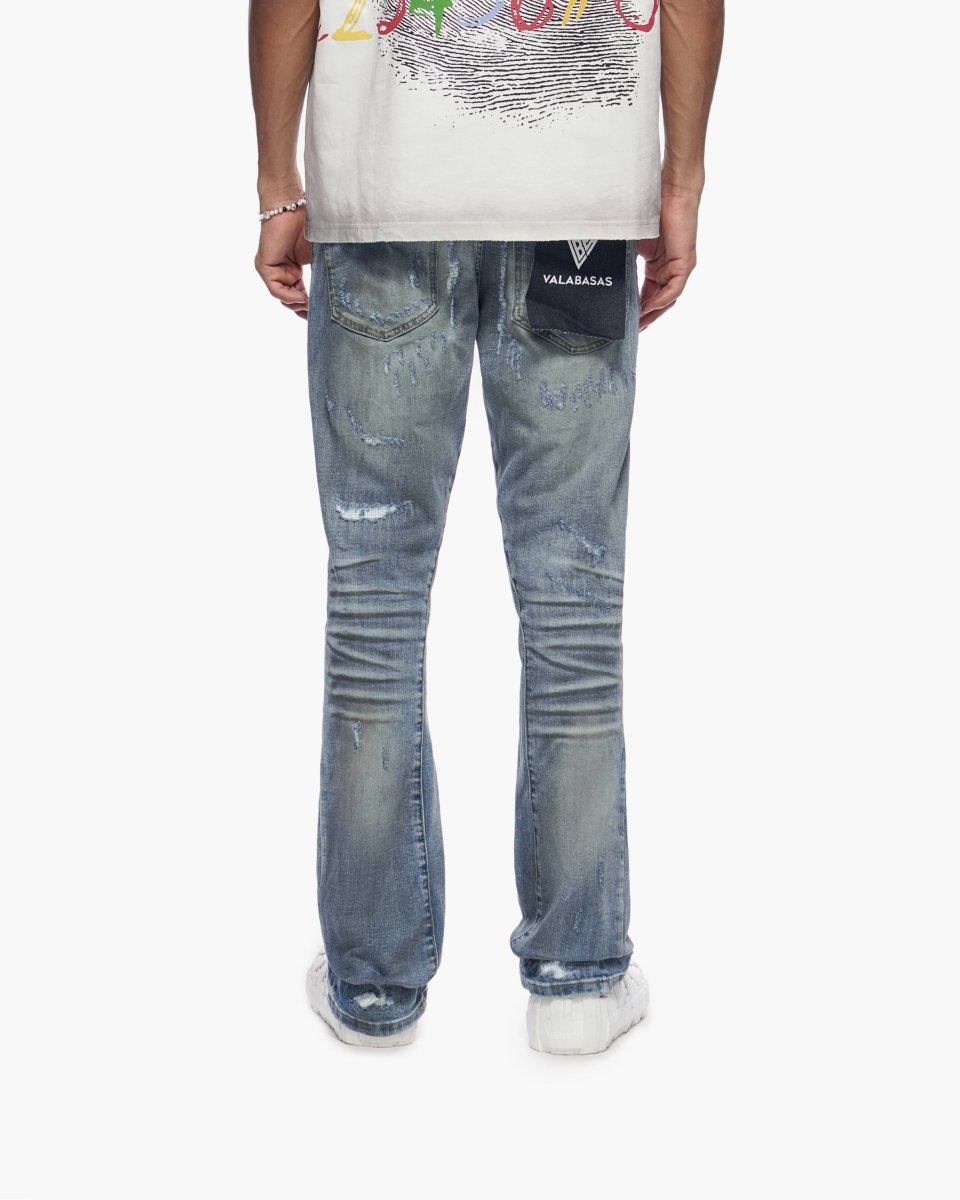 Graft Stacked Dirty Blue Jeans - Valabasas