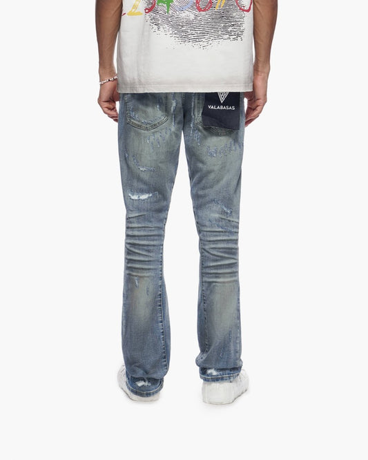 Graft Stacked Dirty Blue Jeans - Valabasas