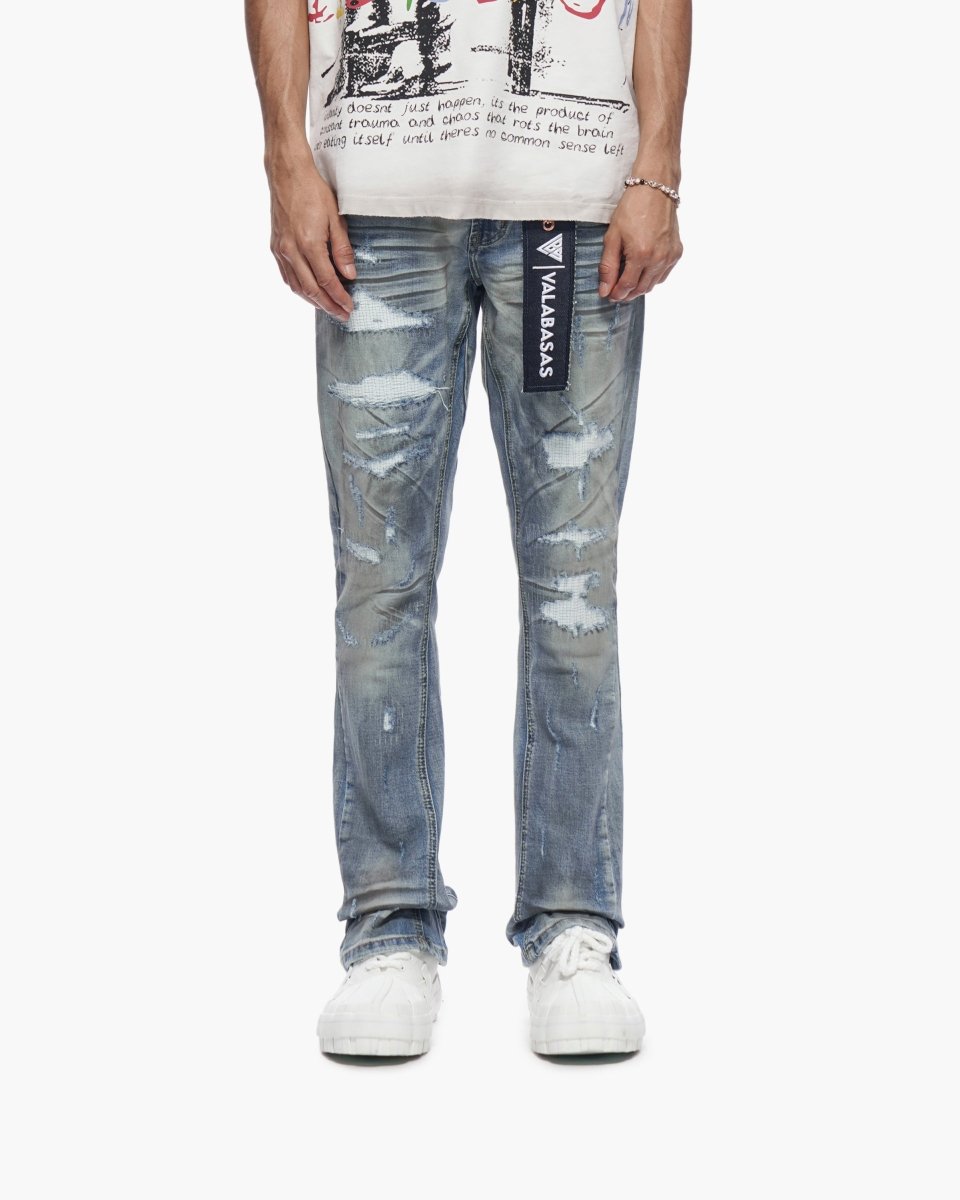 Graft Stacked Dirty Blue Jeans - Valabasas