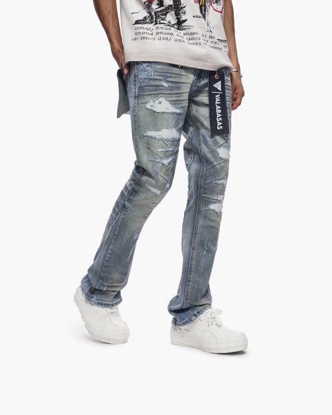 Graft Stacked Dirty Blue Jeans – Valabasas